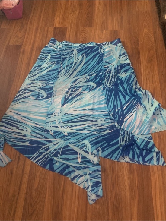 Chico's Dresses & Skirts - Chico's Turquoise Printed Skirt With Sharkbite Hem